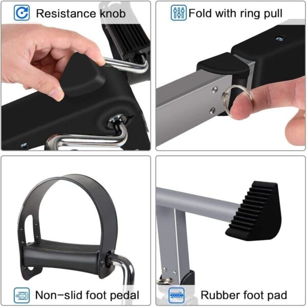 foldable mini bike pedal exerciser – portable under desk leg & arm workout machine with adjustable resistance & lcd display for home & office fitness