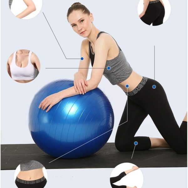 “extra thick heavy duty exercise & yoga ball 65cm – stability, balance & birthing ball for fitness, workouts, pregnancy & physical therapy | includes pump & guide