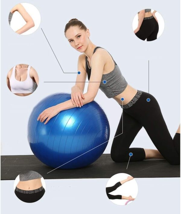 “extra thick heavy duty exercise & yoga ball 65cm – stability, balance & birthing ball for fitness, workouts, pregnancy & physical therapy | includes pump & guide