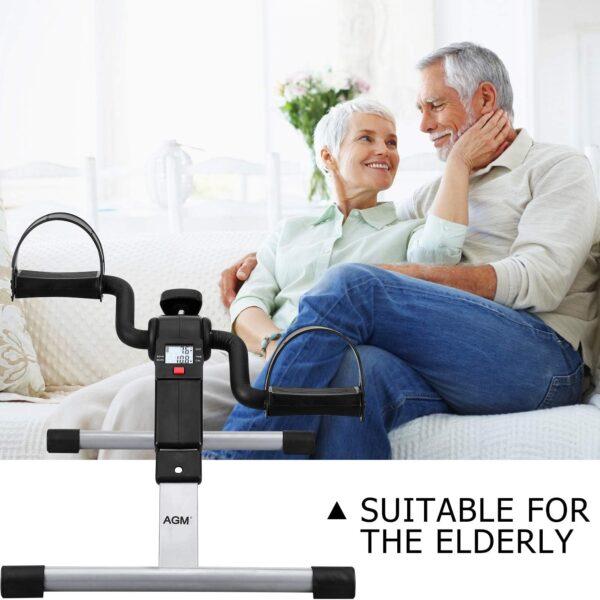 foldable mini bike pedal exerciser – portable under desk leg & arm workout machine with adjustable resistance & lcd display for home & office fitness