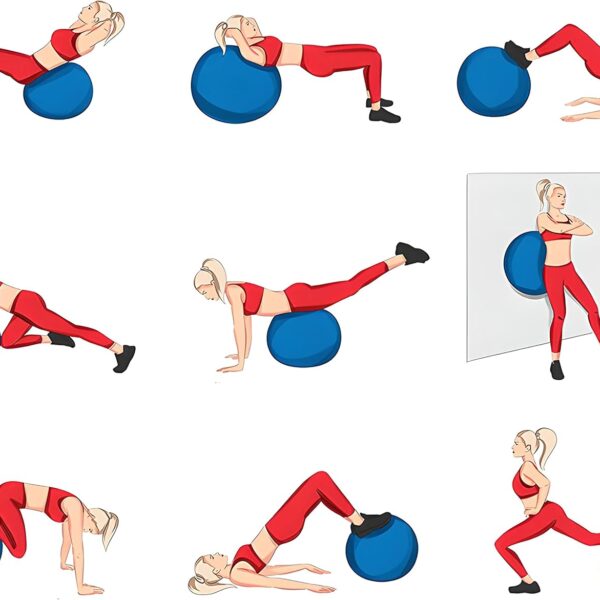 “extra thick heavy duty exercise & yoga ball 65cm – stability, balance & birthing ball for fitness, workouts, pregnancy & physical therapy | includes pump & guide