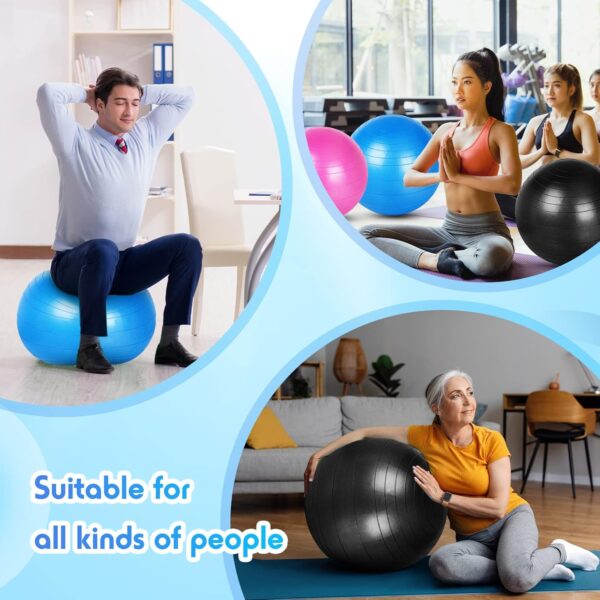 “extra thick heavy duty exercise & yoga ball 65cm – stability, balance & birthing ball for fitness, workouts, pregnancy & physical therapy | includes pump & guide