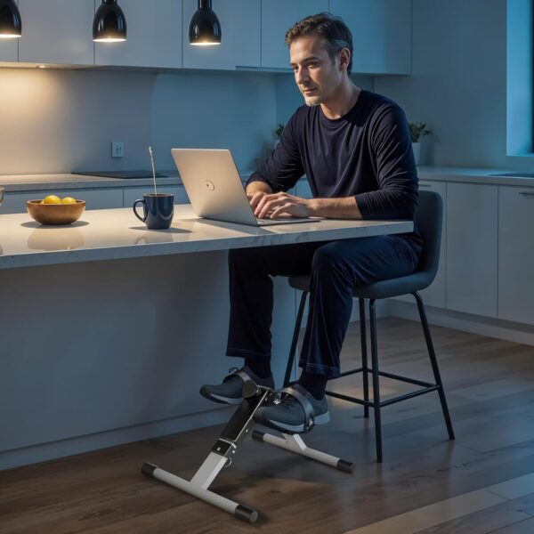 foldable mini bike pedal exerciser – portable under desk leg & arm workout machine with adjustable resistance & lcd display for home & office fitness