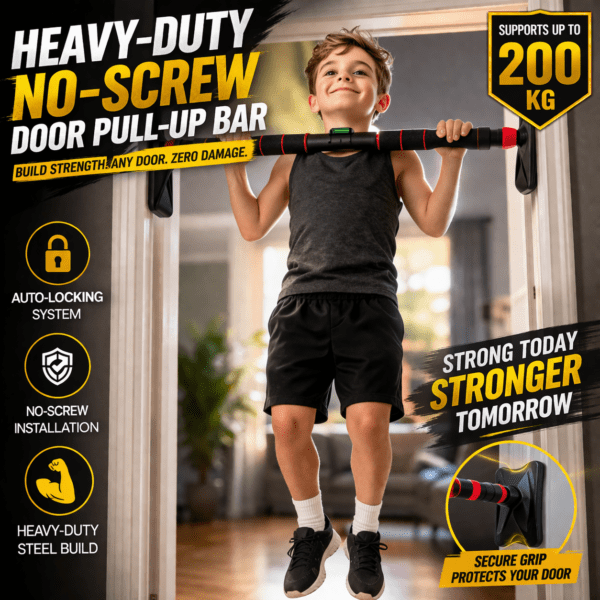 🏋️‍♂️ heavy duty no screw door pull up bar– supports up to 200 kg | auto locking | home gym equipment
