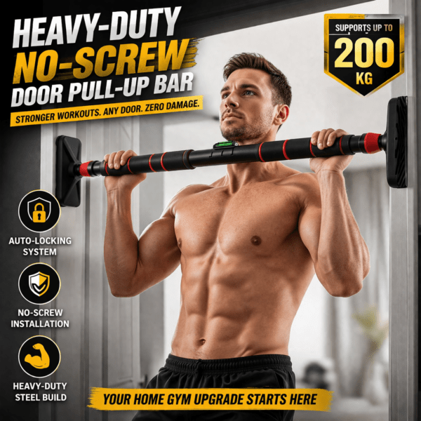 🏋️‍♂️ heavy duty no screw door pull up bar– supports up to 200 kg | auto locking | home gym equipment