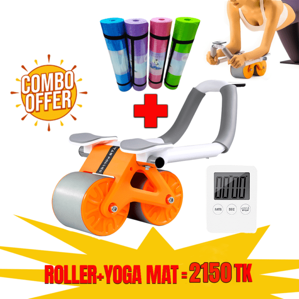 automatic rebound ab roller with elbow support & timer+ yoga mat combo