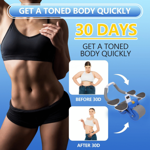 automatic rebound ab roller with double elbow support & timer – dual wheel fitness gear