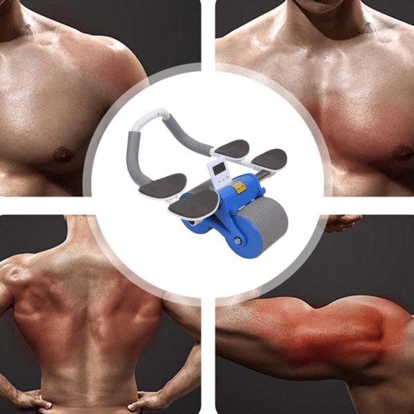 automatic rebound ab roller with double elbow support & timer – dual wheel fitness gear