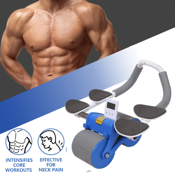 automatic rebound ab roller with double elbow support & timer – dual wheel fitness gear