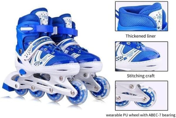 4 wheel adjustable inline skating shoes | pro speed roller skates for kids & adults