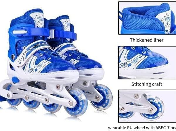 4 wheel adjustable inline skating shoes | pro speed roller skates for kids & adults