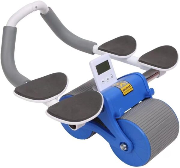 automatic rebound ab roller with double elbow support & timer – dual wheel fitness gear