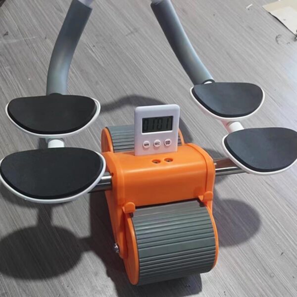 automatic rebound ab roller with double elbow support & timer – dual wheel fitness gear