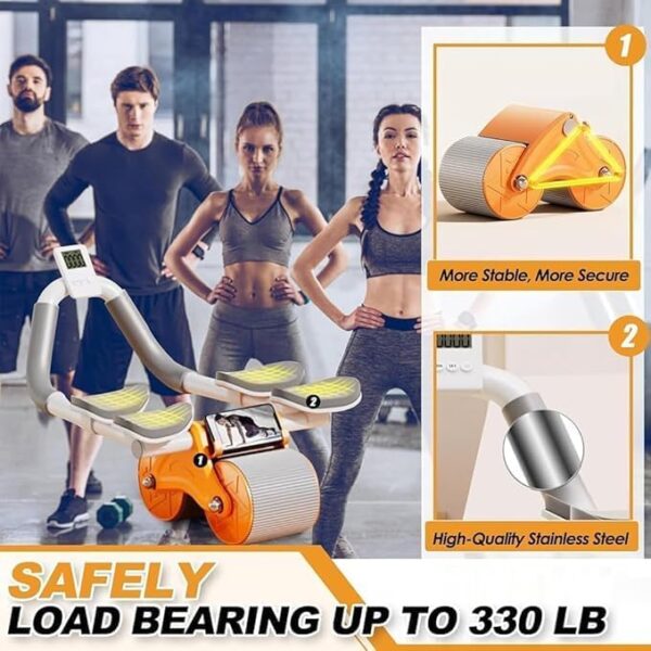 automatic rebound ab roller with double elbow support & timer – dual wheel fitness gear