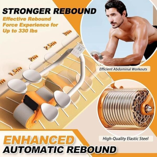 automatic rebound ab roller with double elbow support & timer – dual wheel fitness gear