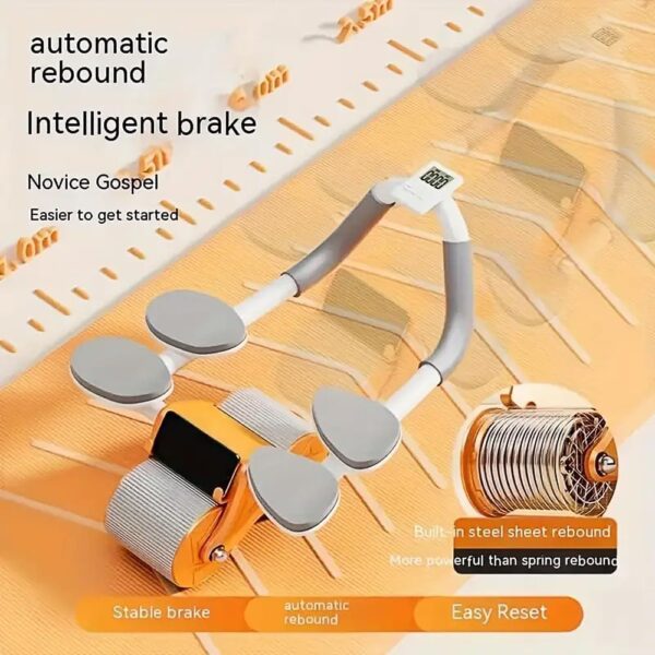 automatic rebound ab roller with double elbow support & timer – dual wheel fitness gear