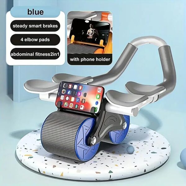 automatic rebound ab roller with double elbow support & timer – dual wheel fitness gear