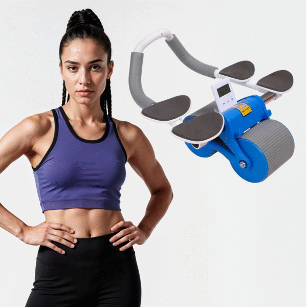 automatic rebound ab roller with double elbow support & timer – dual wheel fitness gear