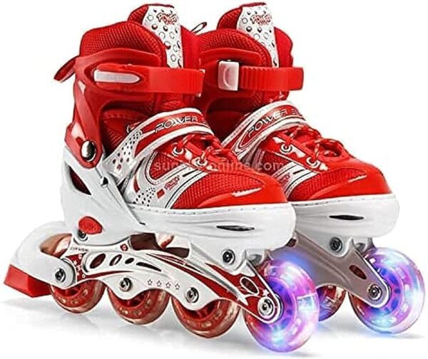 4 wheel adjustable inline skating shoes | pro speed roller skates for kids & adults