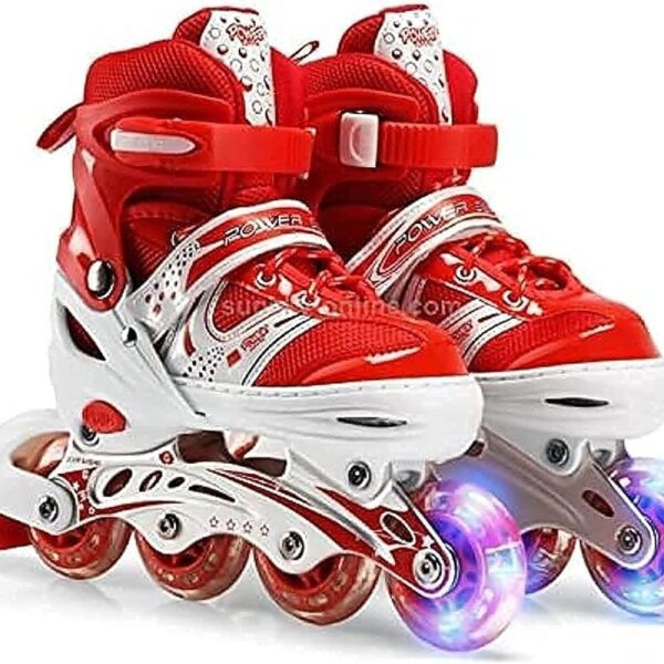 4 wheel adjustable inline skating shoes | pro speed roller skates for kids & adults
