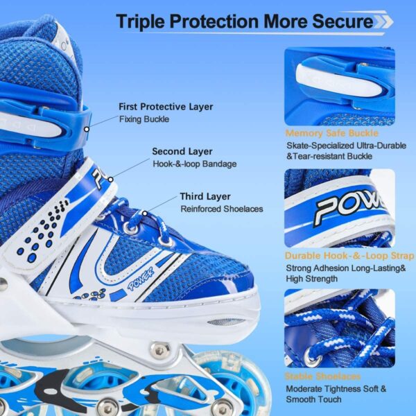 4 wheel adjustable inline skating shoes | pro speed roller skates for kids & adults