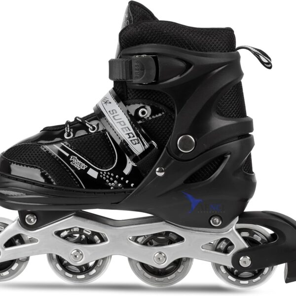 4 wheel adjustable inline skating shoes | pro speed roller skates for kids & adults