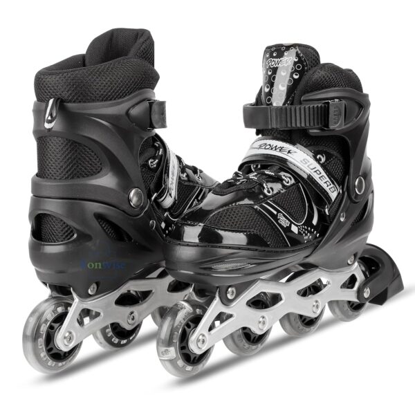 4 wheel adjustable inline skating shoes | pro speed roller skates for kids & adults