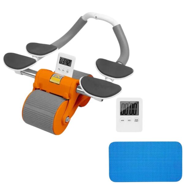 automatic rebound ab roller with double elbow support & timer – dual wheel fitness gear