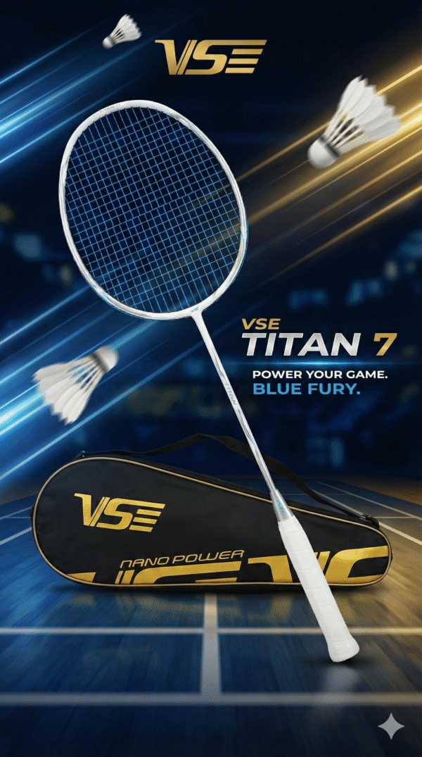 vse titan 7 original badminton racket – premium power, speed & control | lightweight 4u, high tension, premium build