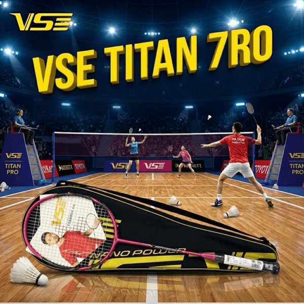 SPORTS vse titan 7 pro original badminton racket – lightweight 4u | high tension power, speed & precision control
