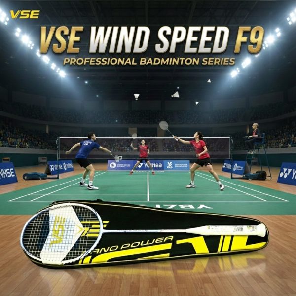 vse titan wind speed f9 original badminton racket – ultimate power, speed & control (4u lightweight)