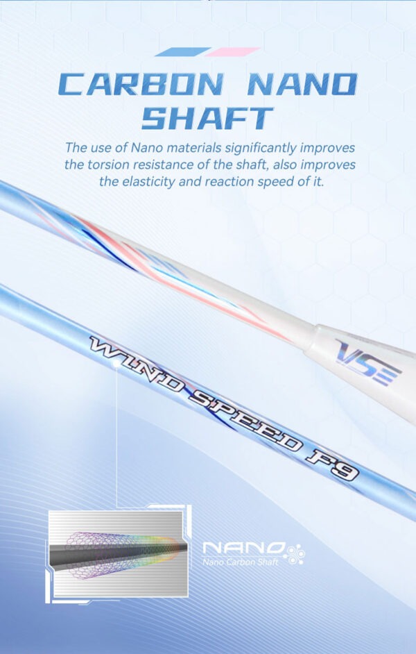 vse titan wind speed f9 original badminton racket – ultimate power, speed & control (4u lightweight)