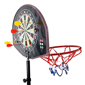 2 in 1 basketball & magnetic dart game for kids – indoor sports play set with ball, pump & hoop