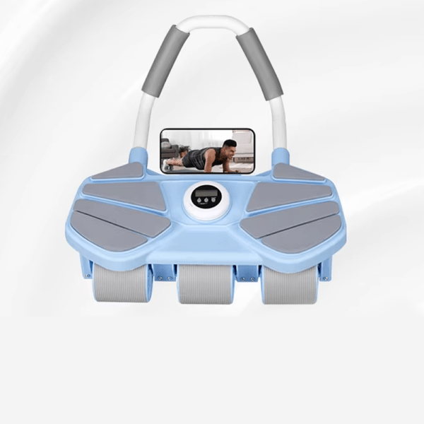 6 wheel automatic rebound ab roller with elbow support & timer – heavy duty core & abs trainer for home gym