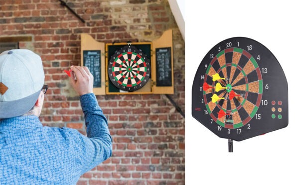 2 in 1 basketball & magnetic dart game for kids – indoor sports play set with ball, pump & hoop