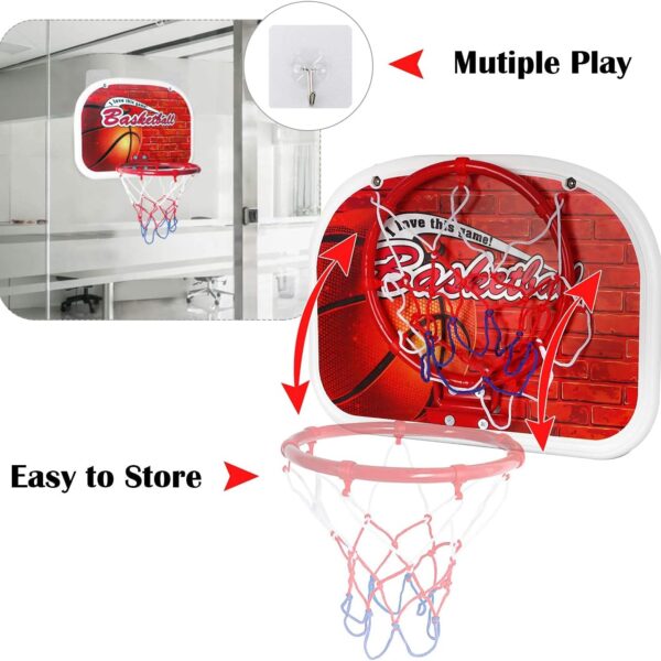 kids wall mounted basketball hoop set with net, ball & pump – indoor & outdoor portable basketball game for children
