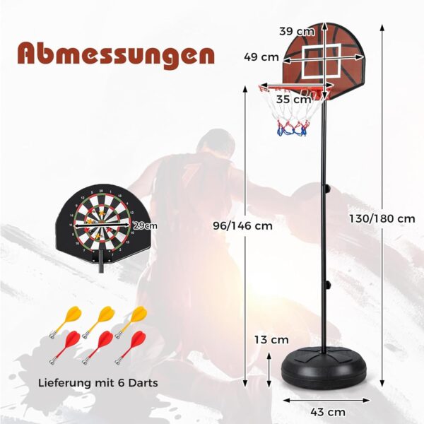 2 in 1 basketball & magnetic dart game for kids – indoor sports play set with ball, pump & hoop