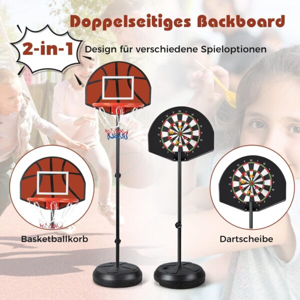 2 in 1 basketball & magnetic dart game for kids – indoor sports play set with ball, pump & hoop