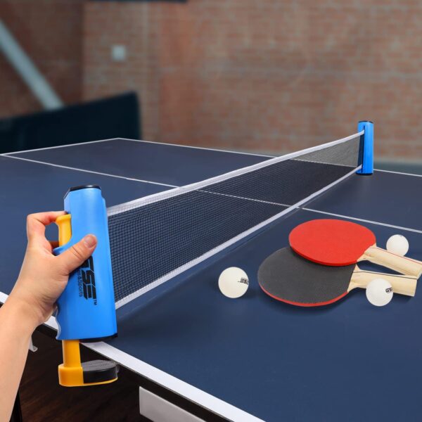 ninja table tennis combo set | 2 rackets + 3 balls with adjustable & foldable tt net – multicolor (sstp)