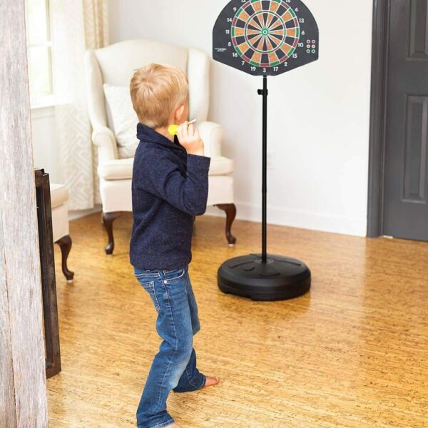 2 in 1 basketball & magnetic dart game for kids – indoor sports play set with ball, pump & hoop
