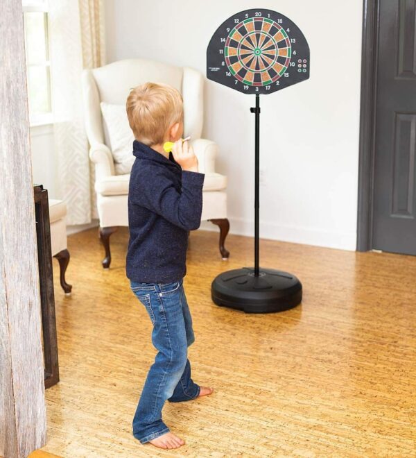 2 in 1 basketball & magnetic dart game for kids – indoor sports play set with ball, pump & hoop