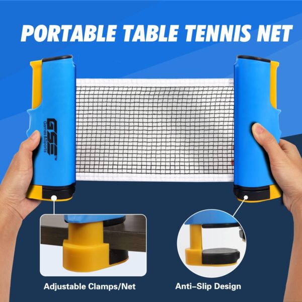 ninja table tennis combo set | 2 rackets + 3 balls with adjustable & foldable tt net – multicolor (sstp)