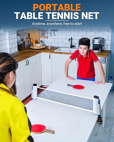 ninja table tennis combo set | 2 rackets + 3 balls with adjustable & foldable tt net – multicolor (sstp)
