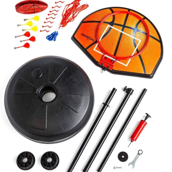 2 in 1 basketball & magnetic dart game for kids – indoor sports play set with ball, pump & hoop