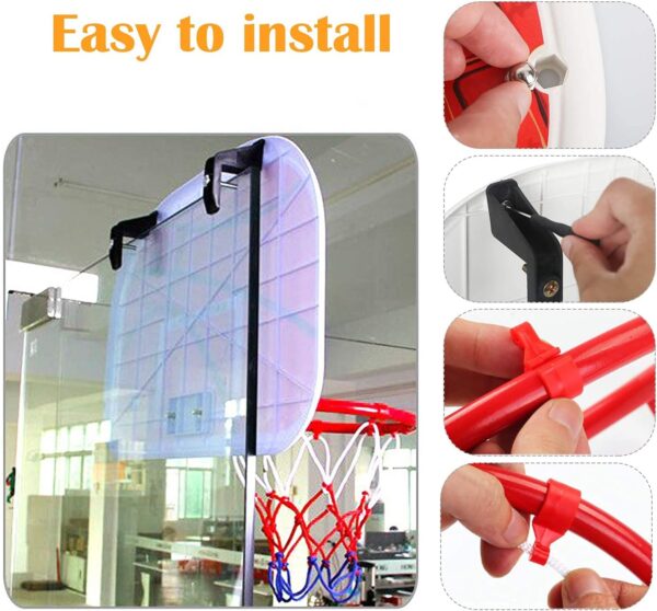 kids wall mounted basketball hoop set with net, ball & pump – indoor & outdoor portable basketball game for children