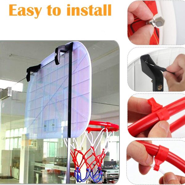 kids wall mounted basketball hoop set with net, ball & pump – indoor & outdoor portable basketball game for children
