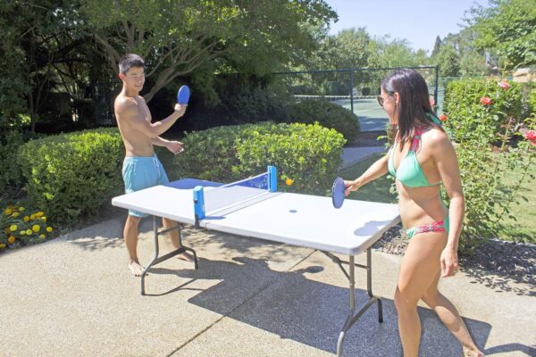 ninja table tennis combo set | 2 rackets + 3 balls with adjustable & foldable tt net – multicolor (sstp)
