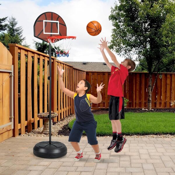 2 in 1 basketball & magnetic dart game for kids – indoor sports play set with ball, pump & hoop