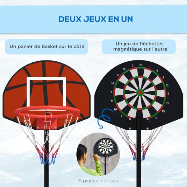 2 in 1 basketball & magnetic dart game for kids – indoor sports play set with ball, pump & hoop