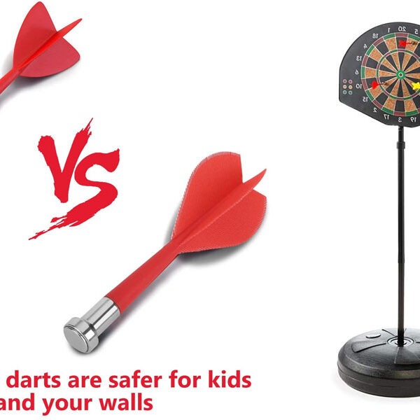 2 in 1 basketball & magnetic dart game for kids – indoor sports play set with ball, pump & hoop